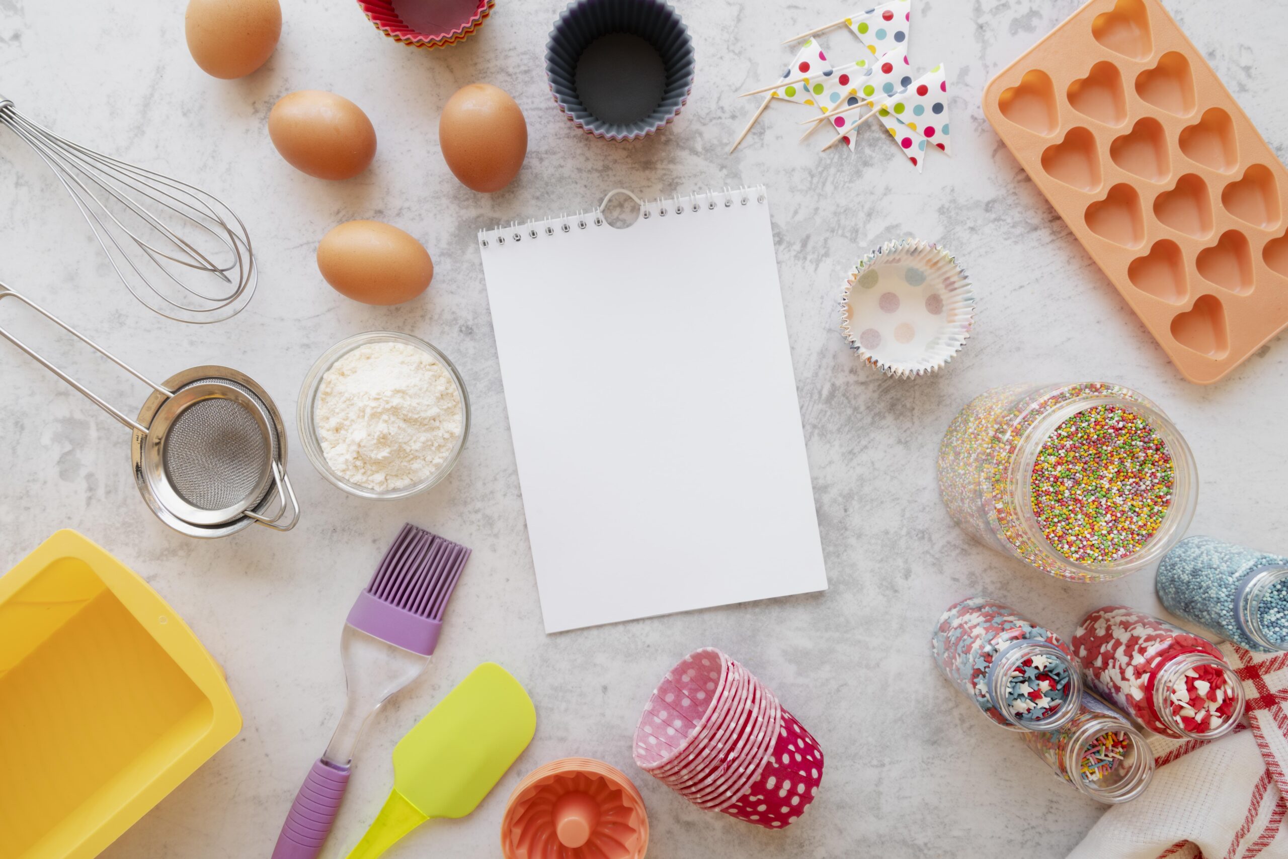 vista superior del concepto de bodegon de libro de recetas (1)